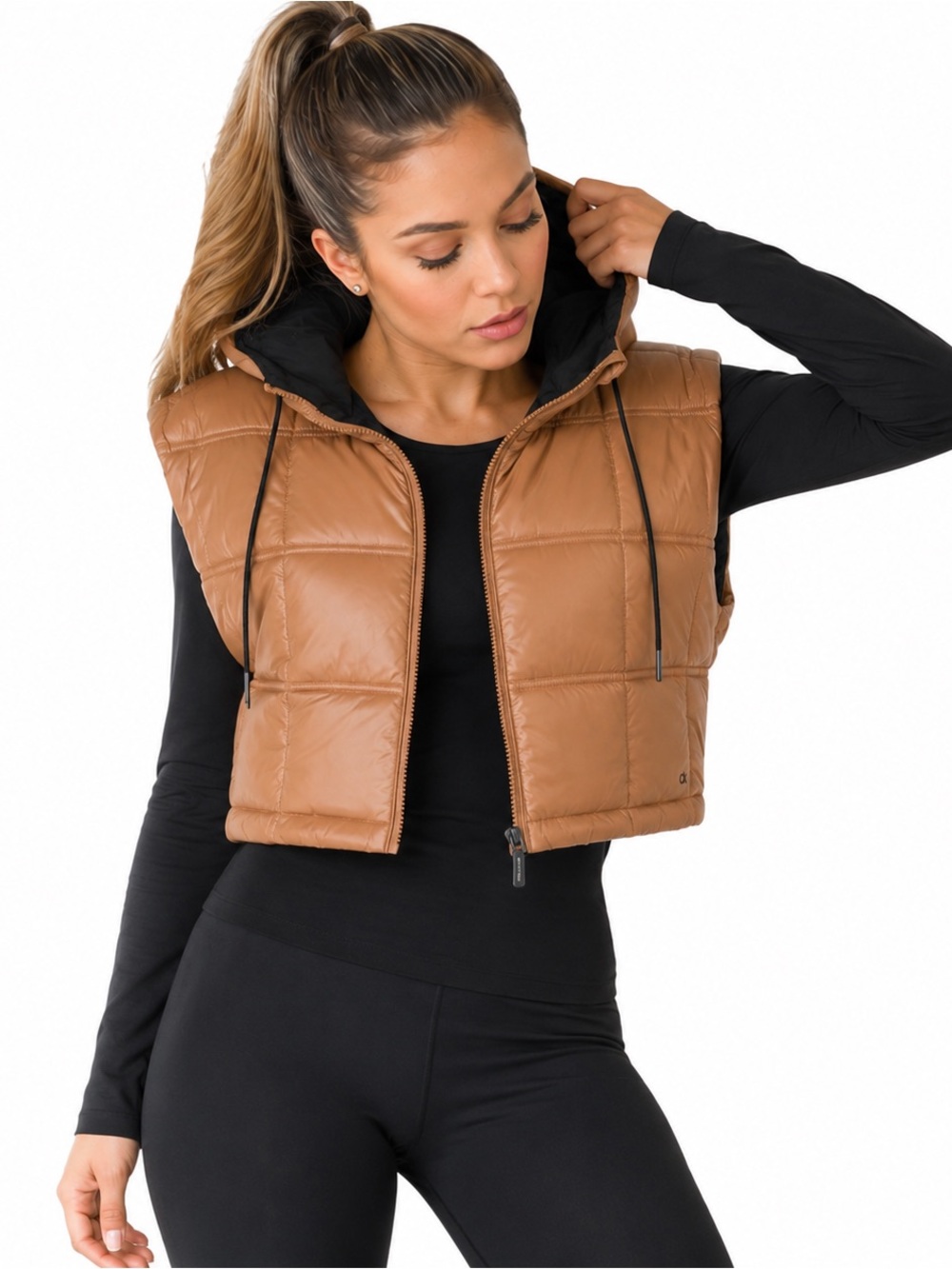 Calvin Klein Performance Cropped Hooded Puffer Vest